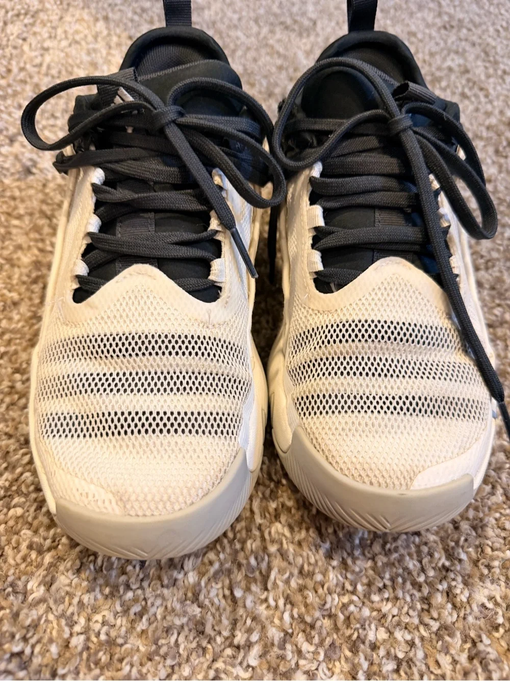 adidas Kids Cream and Black Low-Top basketball shoes
